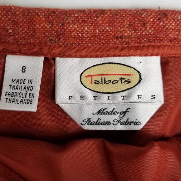 Talbots Red Italian Wool Silk Blend Midi Lined Pleated Hem Excellent! Size 8 P - Picture 6 of 7
